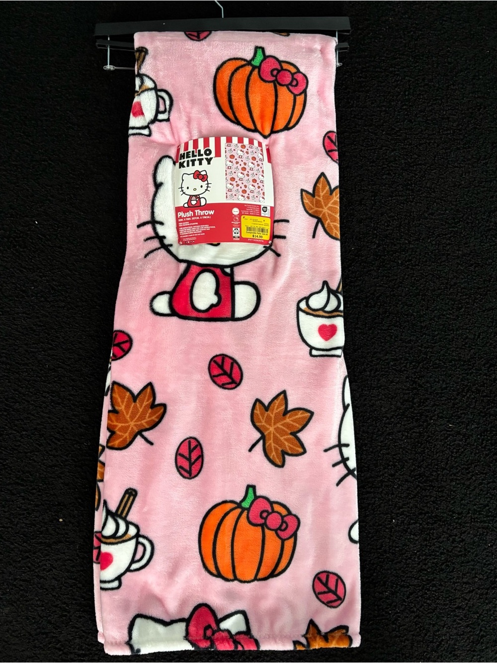 Hello Kitty Pink Fall Pumpkin Plush Throw Blanket 50x70 NWT